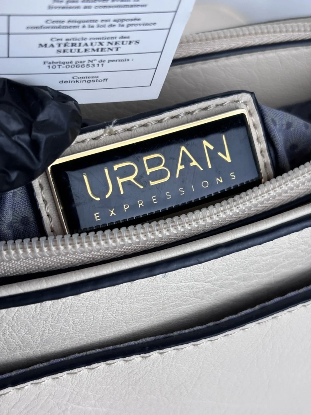 Urban Expressions Vegan Leather Saddle Bag - Studded Crossbody Strap Cream/Ivory - Picture 9 of 12